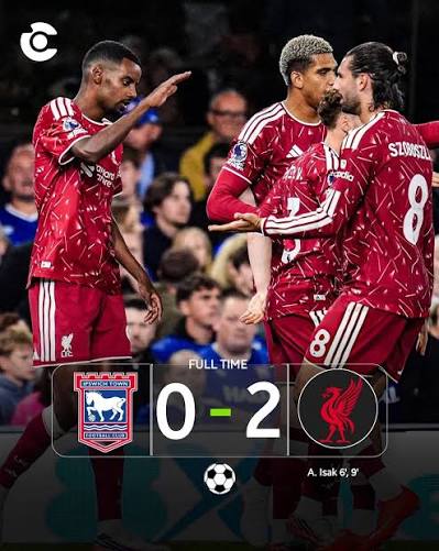 Liverpool 2-0 face à Ipswich Town FC (Victoire à l'extérieur)